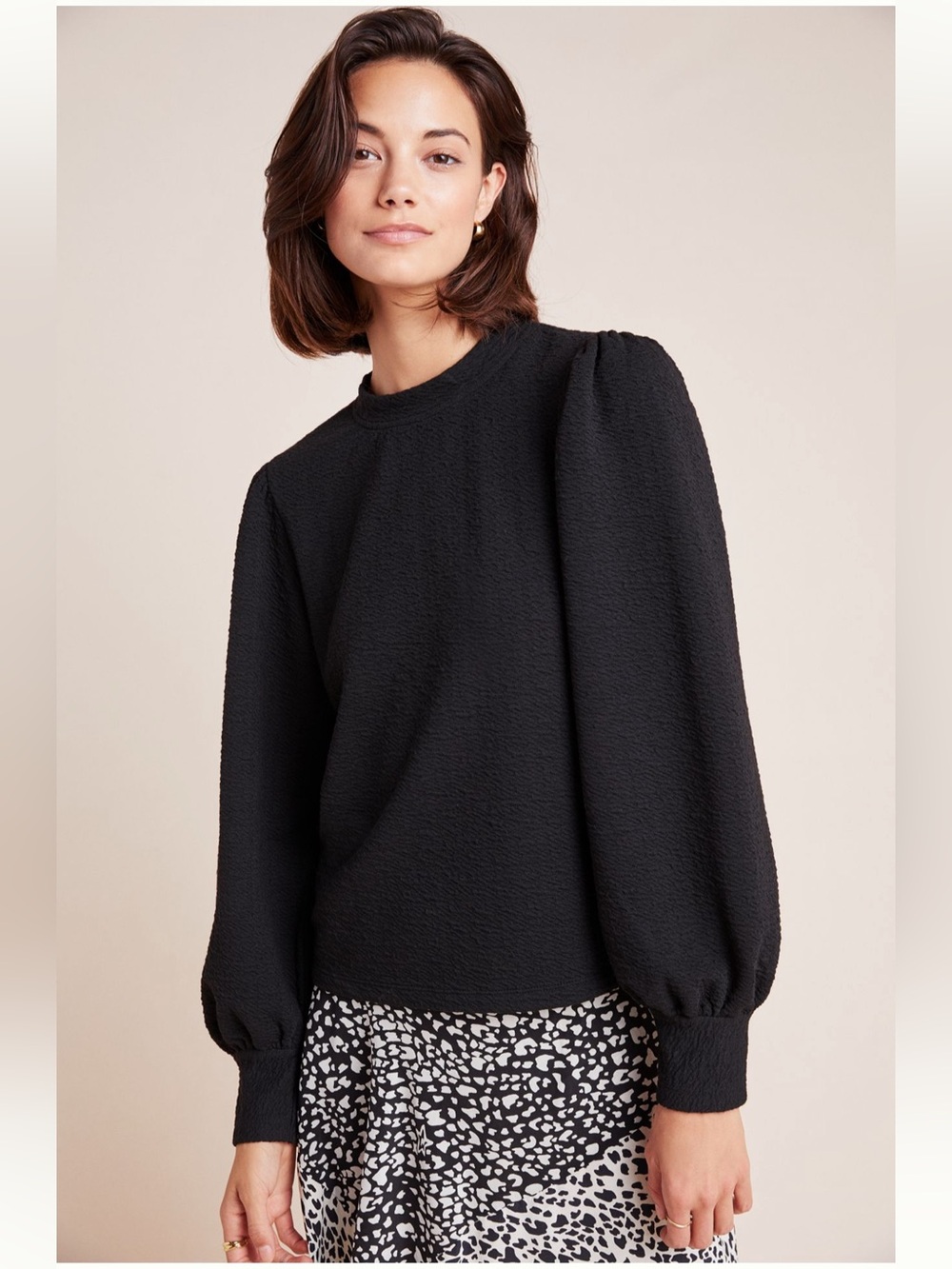 NWT Maeve Shannon Balloon-Sleeved Top Size L